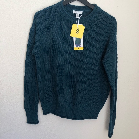 NWT Jessica Simspon Ladies' Woven Knit Roll Neck Sweater Small Teal - Picture 5 of 12